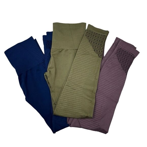 Vital Seamless Leggings Bundle Of 3 Blue, Purple Green High Waist Women’s Size S - Picture 2 of 11